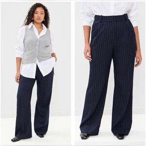 Favorite Daughter Women's Navy Blue The Favorite Pinstripe Pants Size 18 Preppy